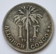 Kongo Belgijskie 1 frank 1925 - król Albert