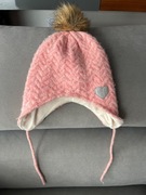 Pudrowo Różowa Ciepła Czapka Zimowa z Pomponem 2-5lat Rozmiar 50-52 cm