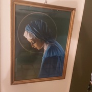 Obrazek Matki Boskiej z 1973r.-etykieta prac.art.