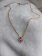 ZŁOTY ŁAŃCUSZEK Z ZAWIESZKĄ RÓŻOWE SERCE