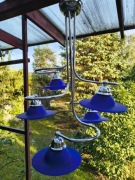 Lampa kobaltowa żyrandol niebieskie szkło 