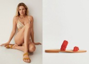 MANGO klapki czerwone plecione paseczki 100% skóra zamsz NOWE 37