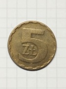 Moneta 5 zł z roku 1986 . PRL .