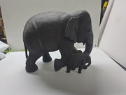 Figurka Słoń z Słoniątkiem 20x18 cm | Styl Egzotyczny, Imitacja Drewna