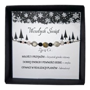 BRANSOLETKA SZCZĘŚCIA Z KAMIENIAMI ONYKS OCHRONA PREZEZN NA ŚWIĘTA 