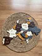 Drewniana mapa Europy 3D Miasta dekoracja ścienna