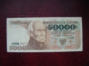 Polska Banknot PRL 50000 zł .1989 r.STANISŁAW STASZIC  seria AF