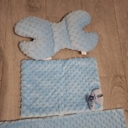 Kocyk poduszka motylek 3 szt. Komplet chłopca jak  Nowy