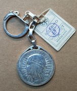 Moneta 5 złotych Głowa Kobiety Polonia 1933 w breloku