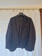 Garnitur męski marynarka kamizelka spodnie kolor czarny | S