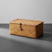 Pleciony Organizer BOHO z Pokrywką - Koszyk 23x13x8 cm