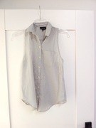 jasnoniebieska szara turkusowa bluzka bez rękawów koszula w pasy paski