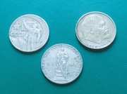 ZSRR - Zestaw 3 monet OKO 1 Rubel 1965 1967 1970 Lenin Y45