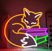 NEON LIS Z KSIĄŻKAMI LISEK LED USB LAMPKA KSIĄŻKI 
