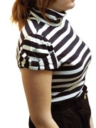 Golf z krótkim rękawem w biało-czarne paski roz. 40