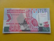 Madagaskar 2500 Francs 500 Ariary 1993 Pick 72Aa UNC