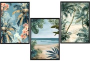 Zestaw 3 plakatów 50x70cm-Vintage ,plaża,palmy
