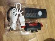 Zestaw lampek rowerowych LED przód tył ładowane USB 