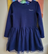 Okaidi sukienka 116 granat z falbanką TUTU srebrna nitka