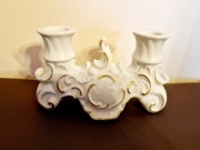 Świecznik porcelanowy Wallendorf 1764 biały biało-złoty 16 cm