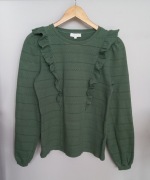 VA VITE Zielona bawełniana bluzka z falbanami roz. S