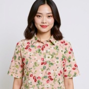 Popelina  tkanina bawełniana truskawki 0,5mb