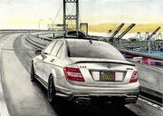 Mercedes C63 AMG plakat rysunek prezent A2 60x42 cm 