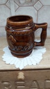PRL kufel brązowy z Lwem z  kamionki Bolesławiec 