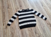 swetr H&M basic r 40 L paski biało czarne acryl