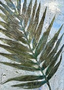 Oryginalny liść dekoracyjny, obraz akrylowy A4.