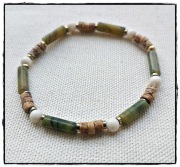 Bransoletka elastyczna kamienie naturalne jadeit zielony jaspis obrazkowy