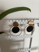 KOLCZYKI wiszące kółka kolor złoto i czarny dł. 4,5 cm