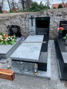 Nagrobek Granitowy - Viscount white, czarny szwed