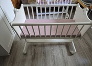 Kołyska drewniana,bujana z blokadą,na kółkach