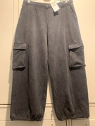 Reserved spodnie cargo bojówki dresy casual oversize kieszenie szare ombre