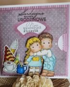 Kartka urodzinowa ręcznie robiona. Ruchomy element.