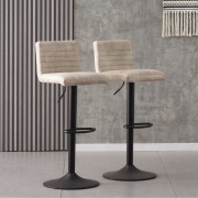Hokery barowe Ainpecca – komplet 2 szt. velvet retro, beżowe