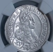 Austria, 15 krajcarów 1663 Wiedeń, Leopold I NGC MS 63