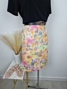 Spódnica ołówkowa do kolan pastelowa w kwiatki na lato kwiecista r.40 