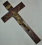 KRZYŻ duży 45 x 23 cm. CHRYSTUS NA KRZYŻU antyk metal