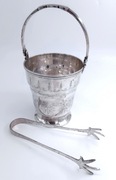 Wiaderko do lodu ze szczypcami posrebrzane
