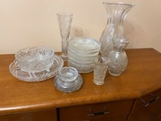 Komplet kryształów PRL 24% PbO – wazony, salaterki, talerze