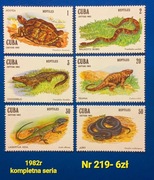 Znaczki fauna:219: gady i płazy- Kuba 1982r **
