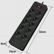 Przedłużacz 10 gniazd, 4xUSB 5V 2x USB typ C