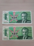 Czechosłowacja 2 banknoty 100 koron