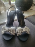 Buty Zara sandały szpilki kokardkę cekiny 38