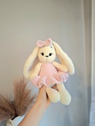 Pluszowy miś królik na szydełku handmade Mikołajki naturalna zabawka 