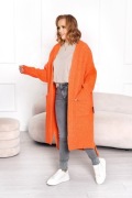 Kardigan damski Basic długi pomarańcz klasyka nowość 
