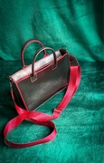Ręcznie szyta skórzana torebka-czarne lico, czerwony środek RitRaCraft