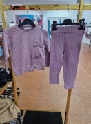 Nowy komplet prążek zestaw bluza kokardy + leginsy r. 104